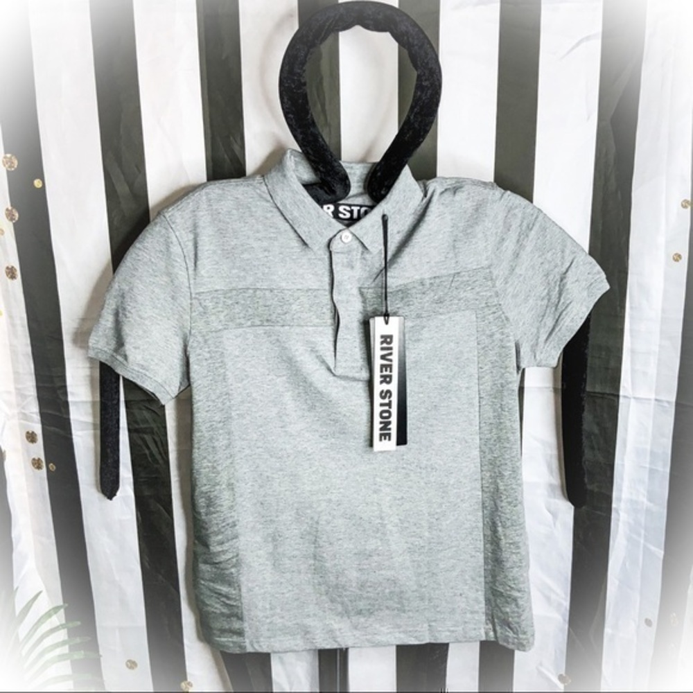 RIVER STONE MENS GRAY POLO SIZE SMALL CASUAL WEAR